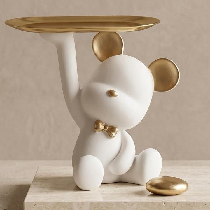 FIGURA DE OSITO BLANCO SENTADO MANO ARRIBA