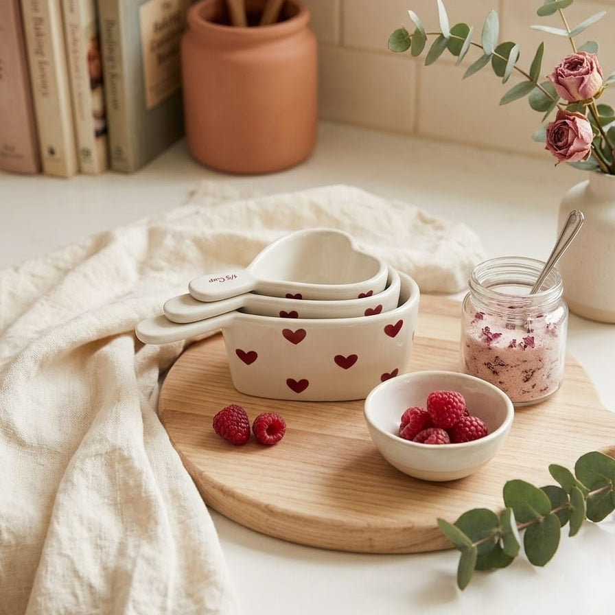 SET DE 3 TAZAS MEDIDORAS DE CORAZON