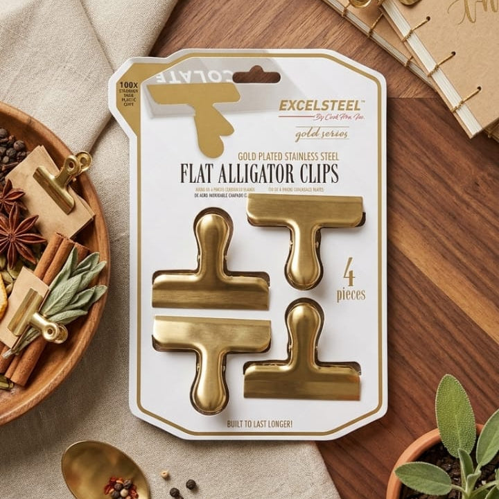 SET DE 4 PINZAS DORADAS METAL