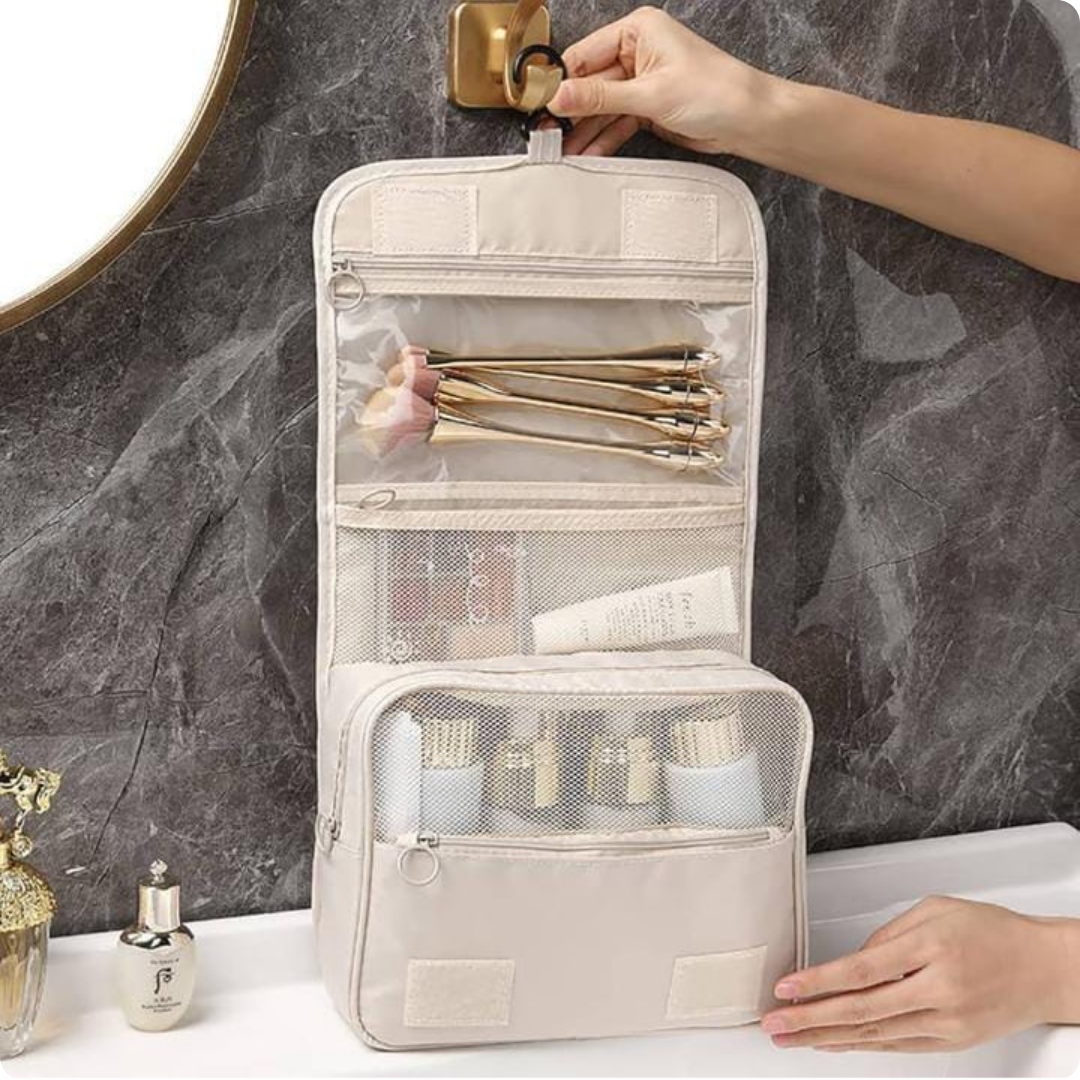 BOLSO PORTA MAQUILLAJE COLGANTE DE VIAJE NUDE
