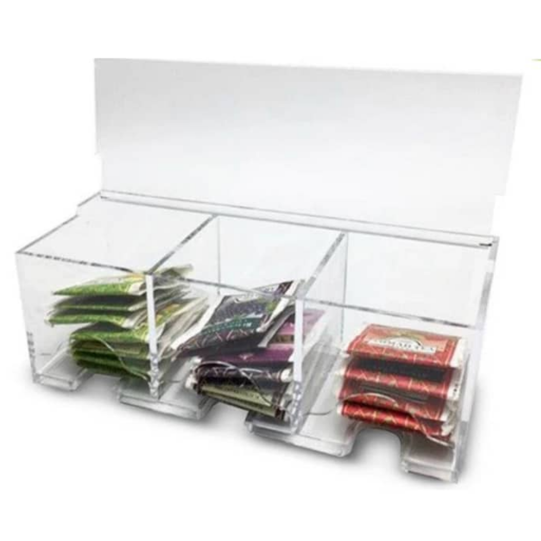 CAJA DISPENSADORA DE 3 DIVISIONES PARA BOLSAS DE TÉ