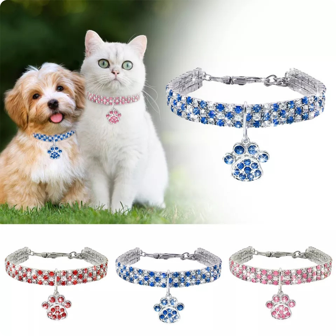 COLLAR DE DIAMANTES TALLA S COLOR AZUL Y ROSADO