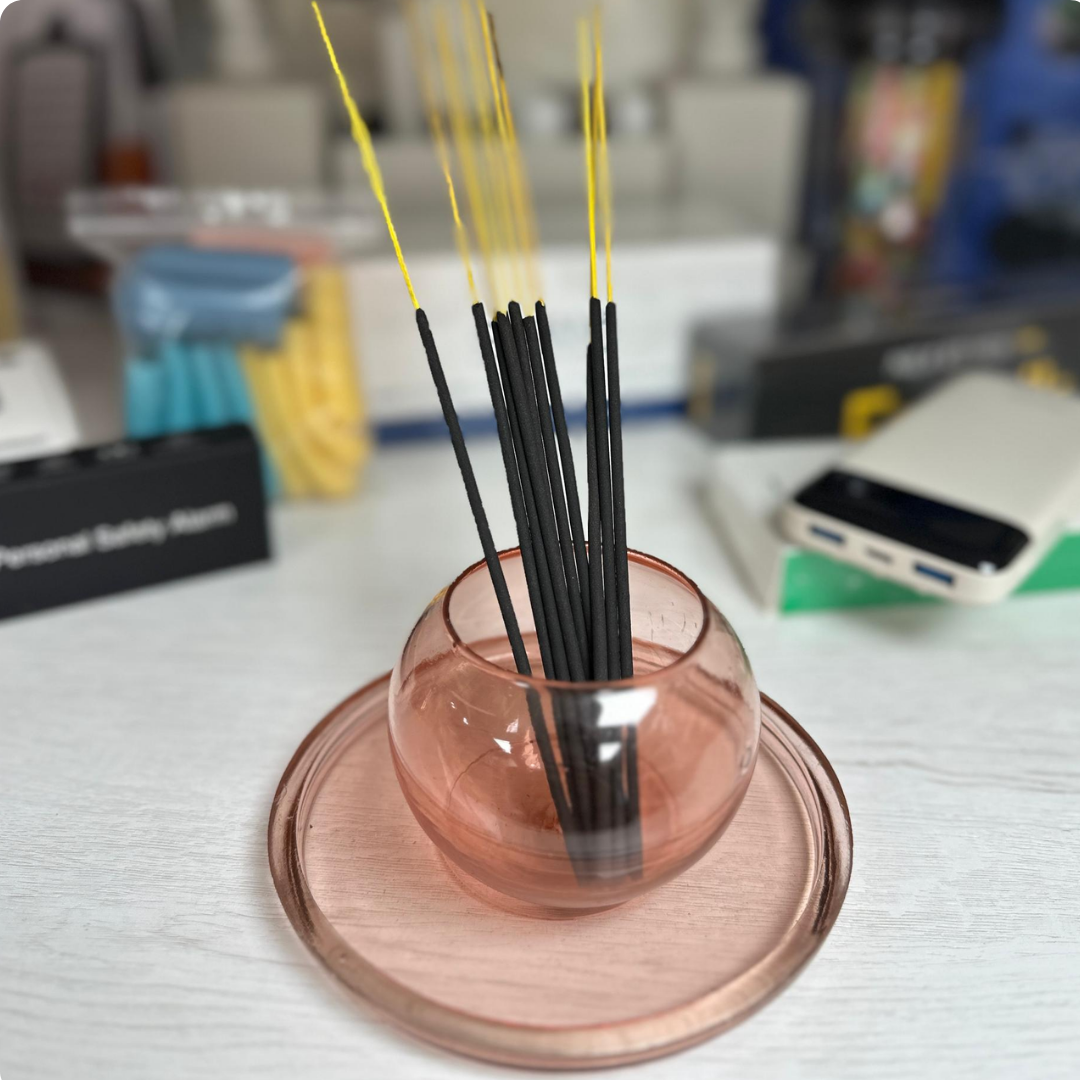 GLASS INCENSE HOLDER GIFT SET ESFERA ROSADO