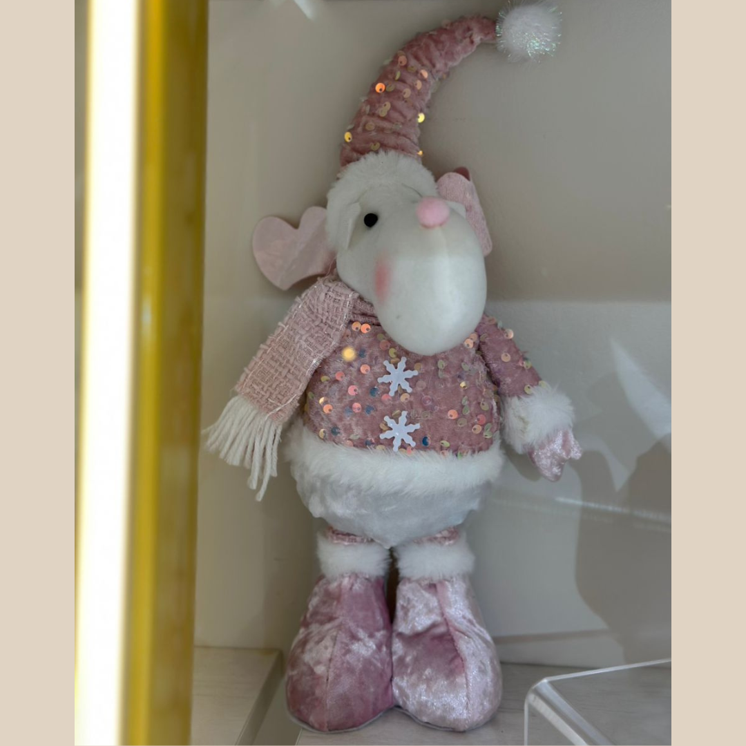 PELUCHE DE RENO ROSADO NAVIDAD