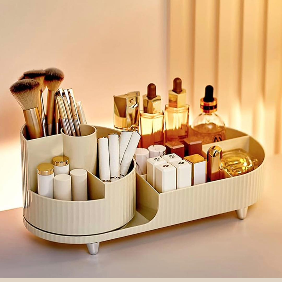 ORGANIZADOR DE MAQUILLAJE GIRATORIO ELEGANTE FAVORITO SASCHA PATITAS PLATEADAS