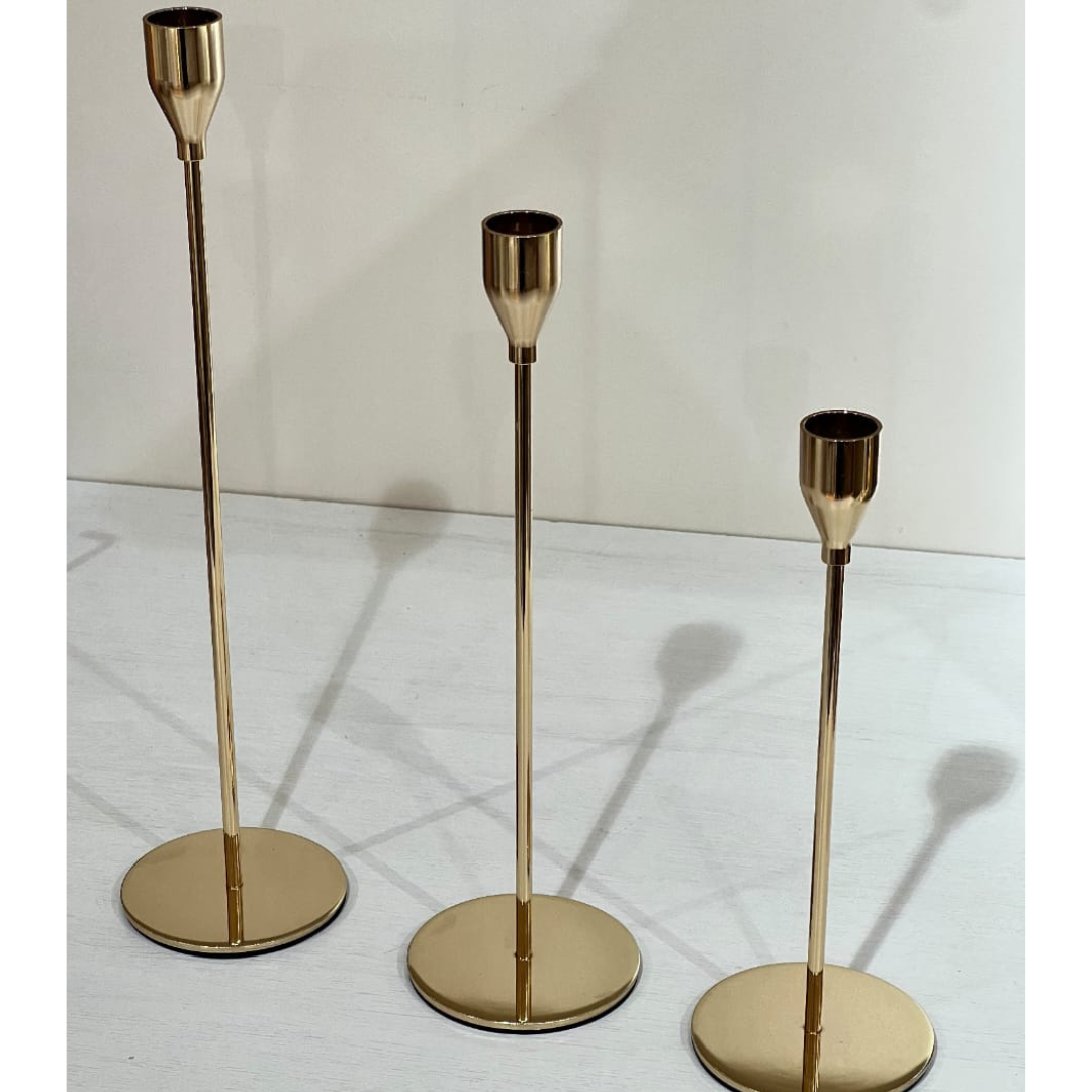 SET DE 3 CANDELABROS ROSE GOLD ELEGANTE