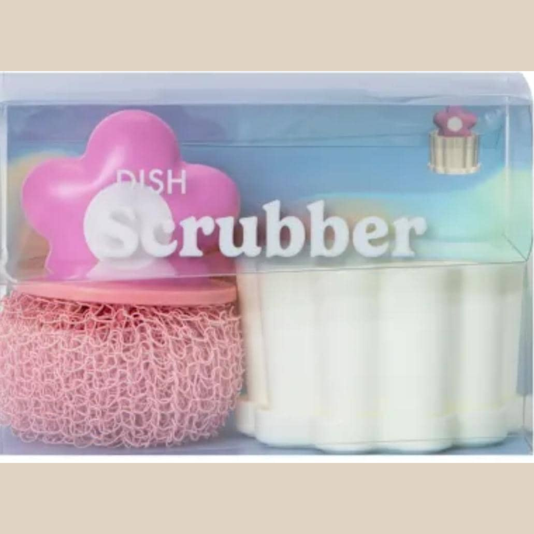 COFRE CON ESPONJA ROSADA Y ADORNO DE FLOR