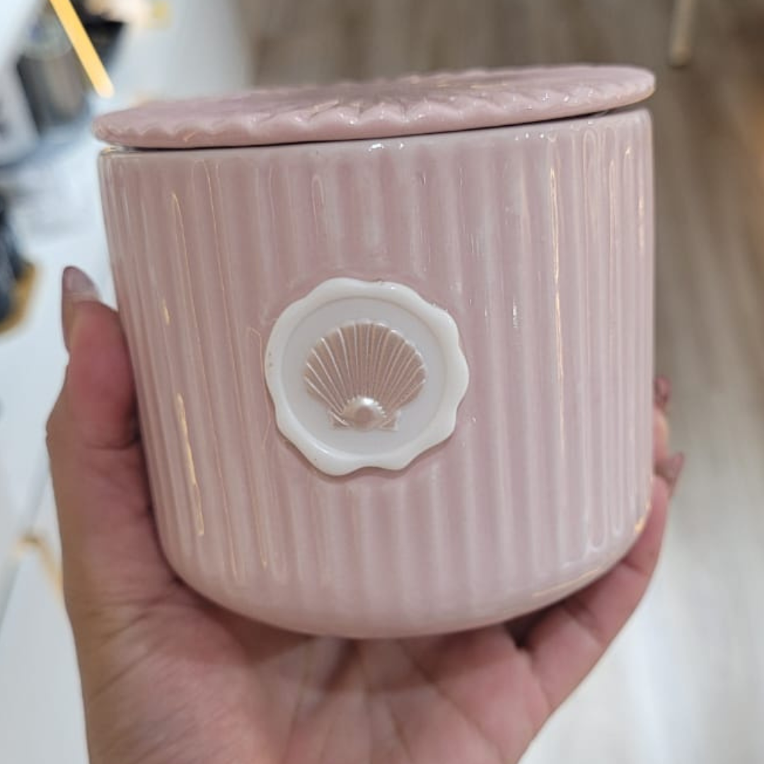 VELA CON FRASCO ROSADO DE OSTRA