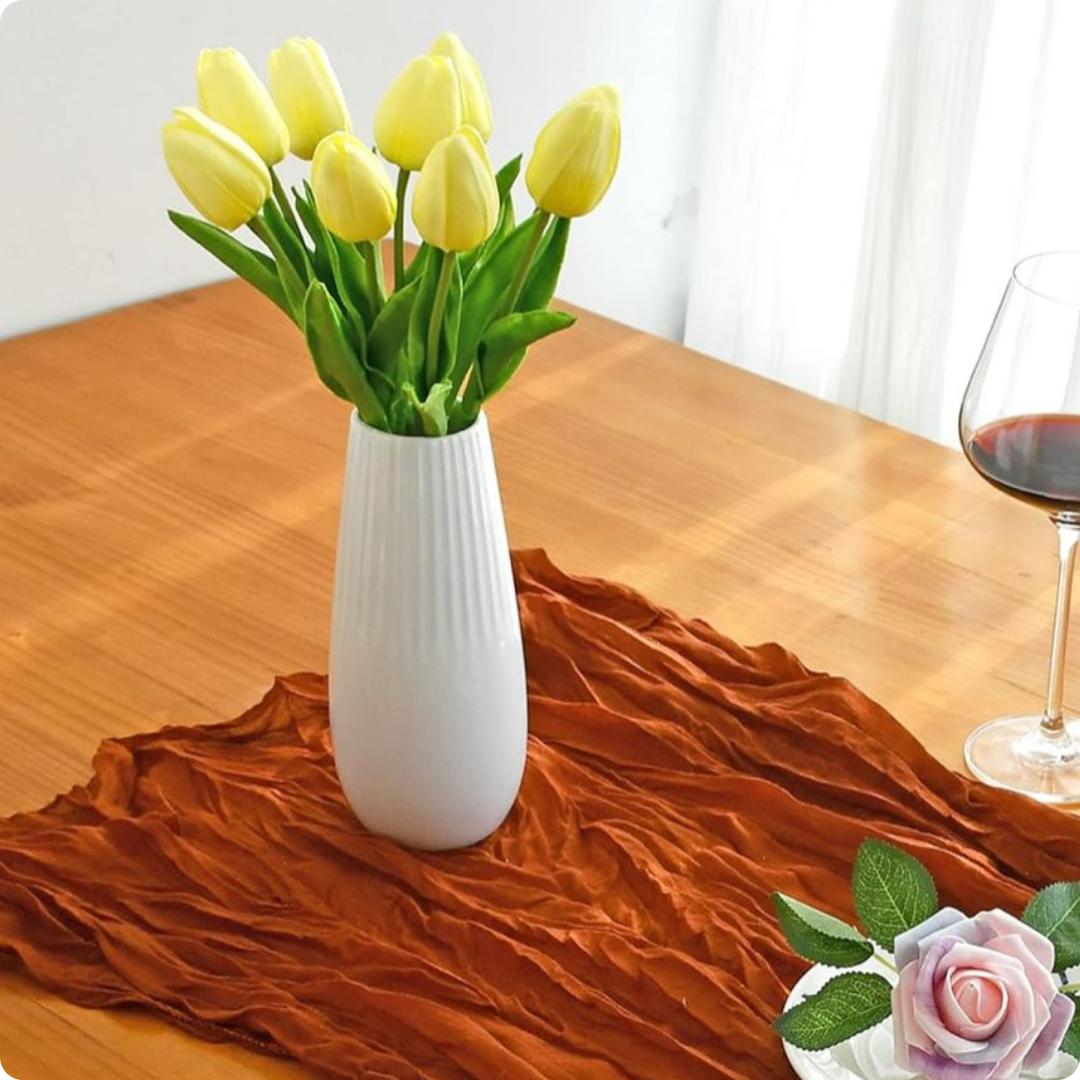 SET DE 10 FLORES TULIPANES COLOR AMARILLO CLARO