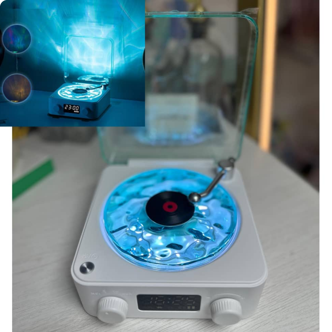 TOCADISCO DE ONDAS BOREAL CON BLUETOOTH AZUL CON BLANCO