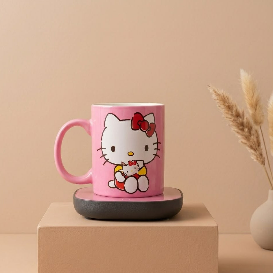 TAZA CON CALENTADOR DE HELLO KITTY