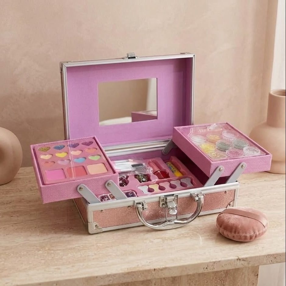 ESTUCHE PARA NIÑA DE MAQUILLAJE, MANICURE Y PULSERA