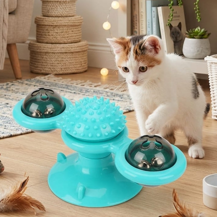 JUGUETE PARA GATOS DE PELOTAS GIRATORIAS