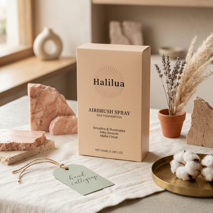 BASE DE MAQUILLAJE CON AEROSOL CON BROCHA MARCA HALILUA
