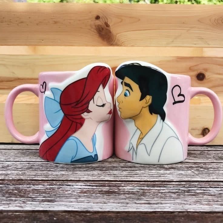 SET DE 2 TAZAS DE LA SIRENITA Y EL PRINCIPE ERICK