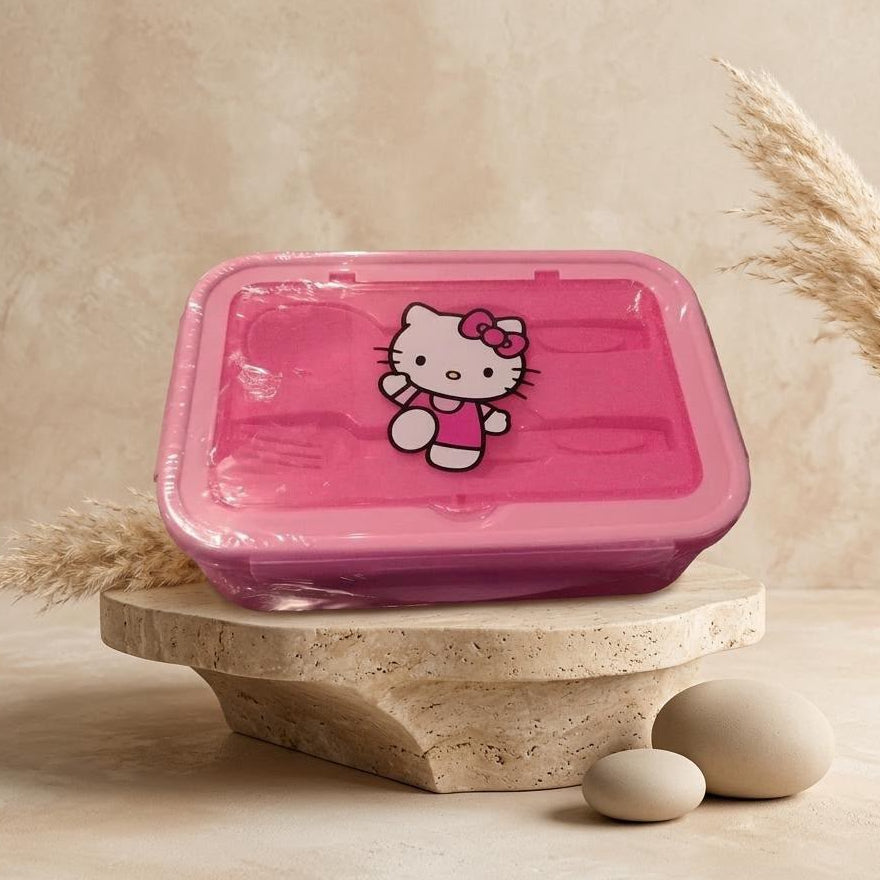 ENVASE CON CUBIERTOS DE HELLO KITTY