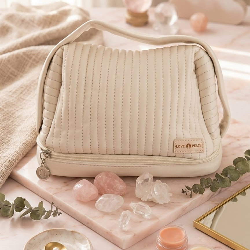 BOLSO ORGANIZADOR PARA MAQUILLAJE Y BROCHAS NUDE