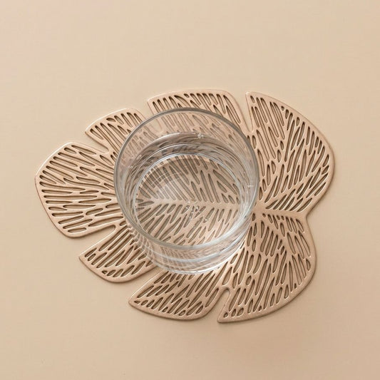 POSA VASOS DE PVC EN FORMA DE HOJA ROSE GOLD SET DE 6 PIEZAS