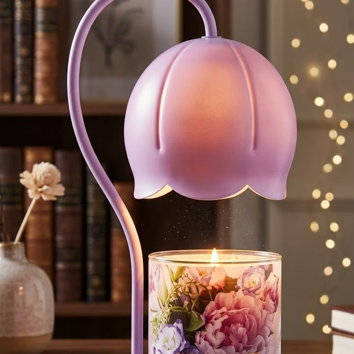 LAMPARA DERRITE VELA TULIPAN MORADO