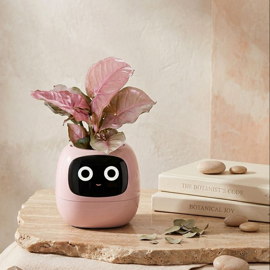 MATERO DE MASCOTA INTELIGENTE DE PLANTAS VERDE Y ROSADO AMAZON