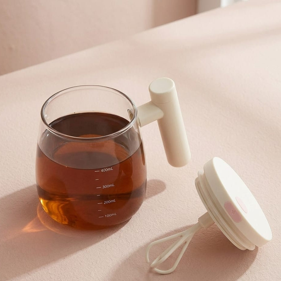 TAZA BATIDORA  ELÉCTRICA DE VIDRIO RECARGABLE