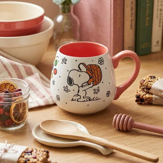 TAZA DE SNOOPY ASA Y FONDO ROSADO
