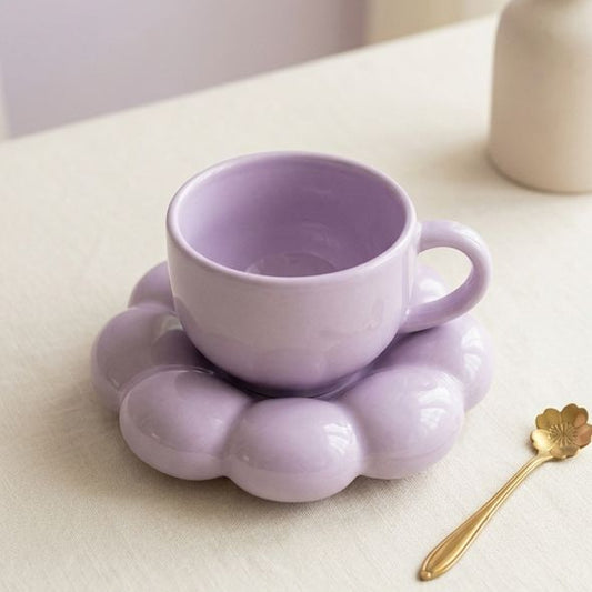 TAZA DE NUBE MORADA CON PLATO VIRAL