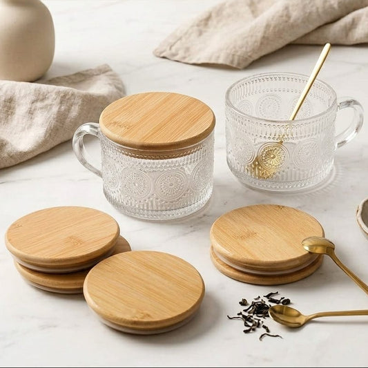 JUEGO DE 4 TAZAS VINTAGE CON TAPA Y CUCHARITA AMAZON - SASCHA FITNESS