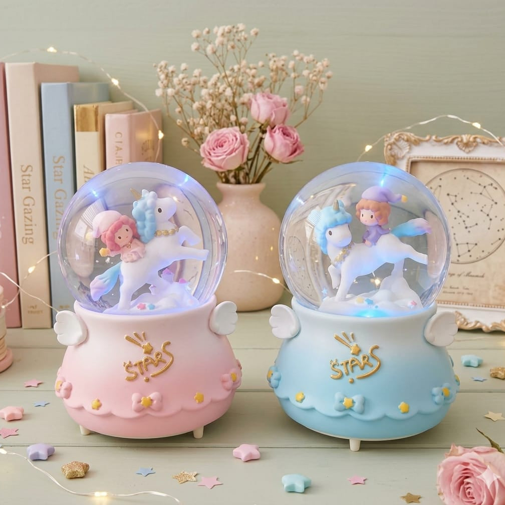 BOLA DE CRISTAL GRANDE CON MUSICA, ESTRELLA Y LUCES DE PRINCESA