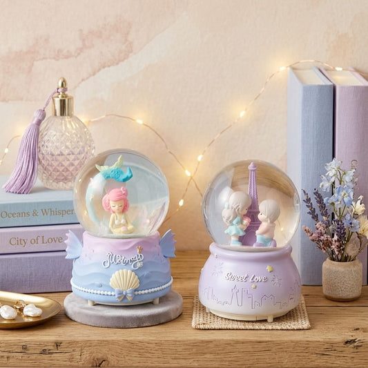 BOLA DE CRISTAL PEQUEÑA CON MUSICA, ESTRELLA Y LUCES DE PRINCESA