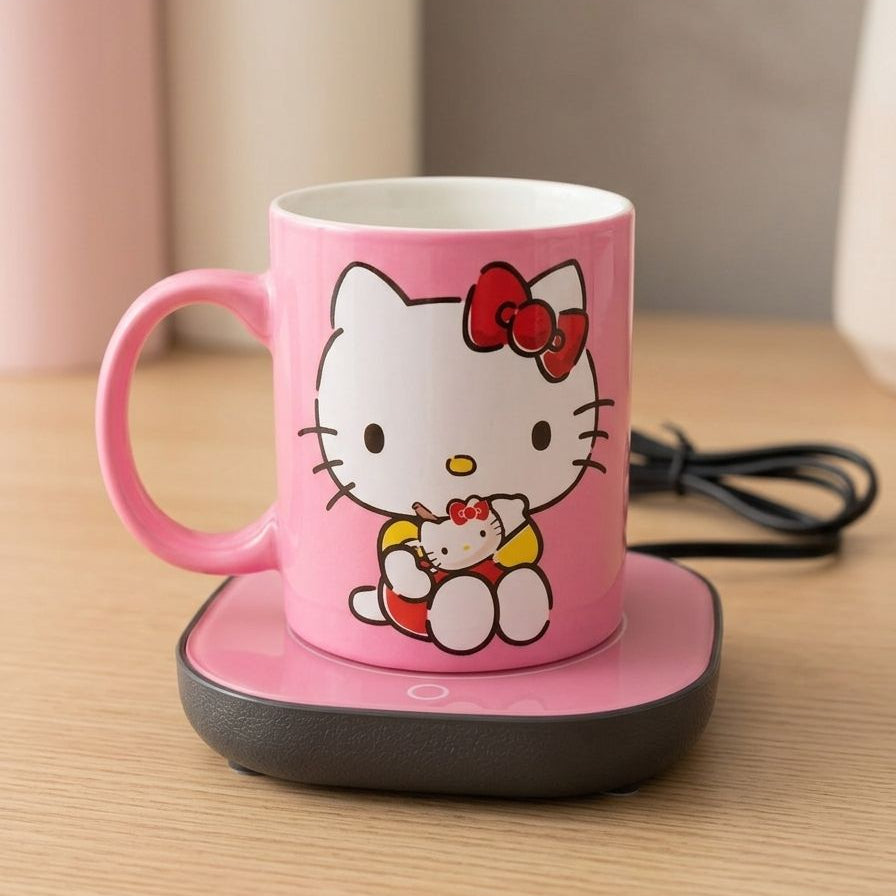 TAZA CON CALENTADOR DE HELLO KITTY