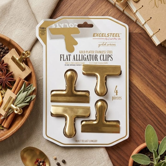 SET DE 4 PINZAS DORADAS METAL