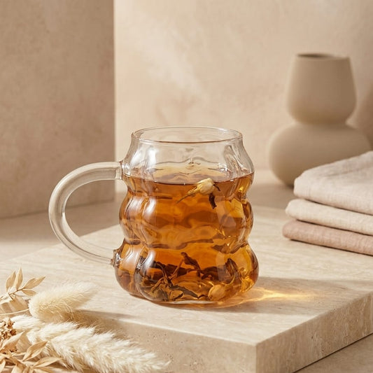 TAZA IRREGULAR CON ASA VIRAL TRANSPARENTE