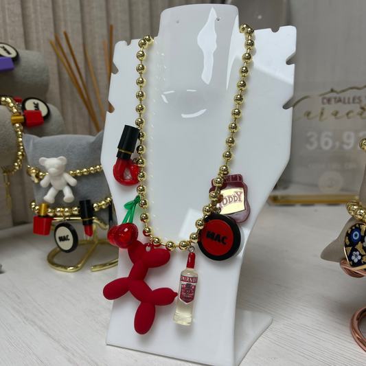 COLLAR PERRITO ROJO CON CEREZA