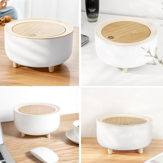CUBO DE ORGANIZACIÓN  MEDIANO BLANCO CON TAPA DE MADERA