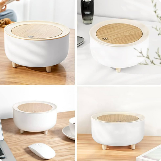 CUBO DE ORGANIZACIÓN  MEDIANO BLANCO CON TAPA DE MADERA