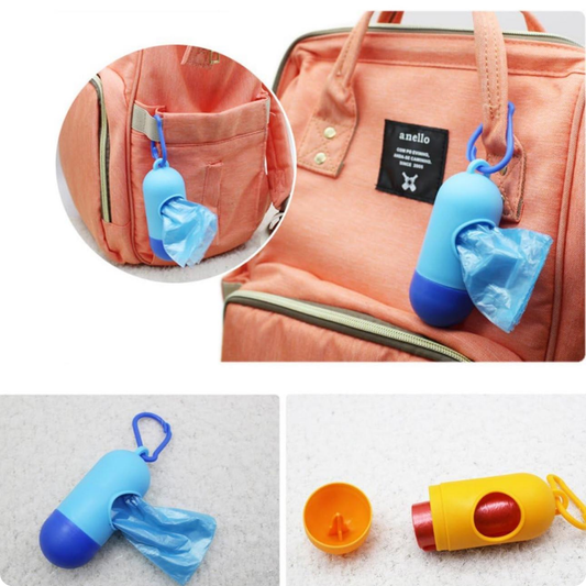 DISPENSADOR DE BOLSITAS MORADO Y AZUL