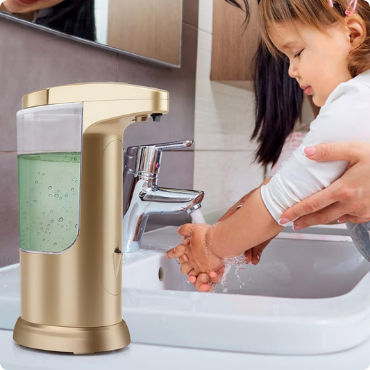 DISPENSADOR DE JABÓN CON SENSOR DORADO