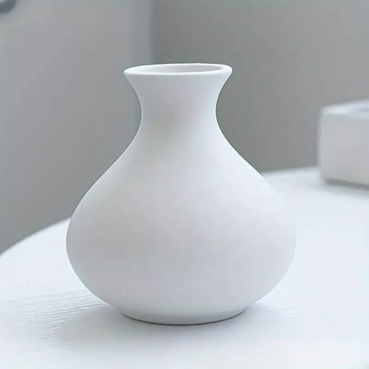 MINI FLORERO REDONDO CUELLO FINO DE CONCRETO BLANCO