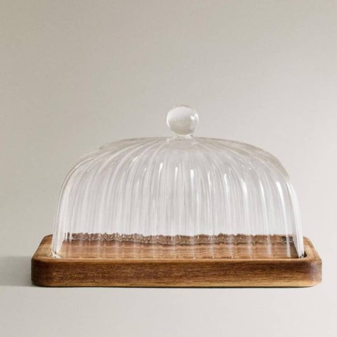 ENVASE PARA MANTEQUILLA DE MADERA CON TAPA DE VIDRIO ZARA HOME