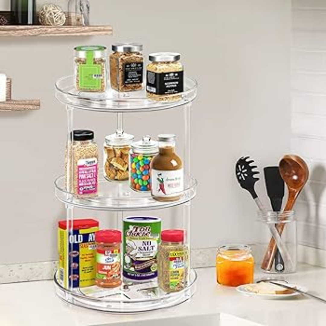 BANDEJA DE ACRILICO GIRATORIA 3 NIVELES KENNEDY COCINA