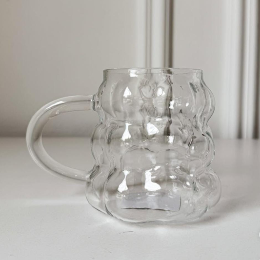 TAZA IRREGULAR CON ASA VIRAL TRANSPARENTE