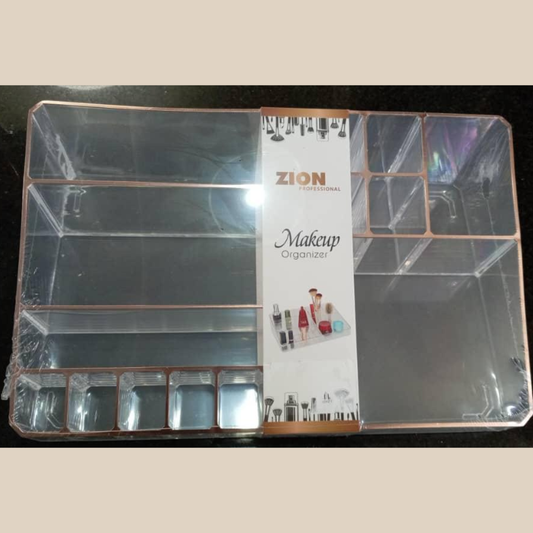 ORGANIZADOR DE ACRILICO PARA LABIALES Y BROCHAS CON BORDES ROSE GOLD GRANDE