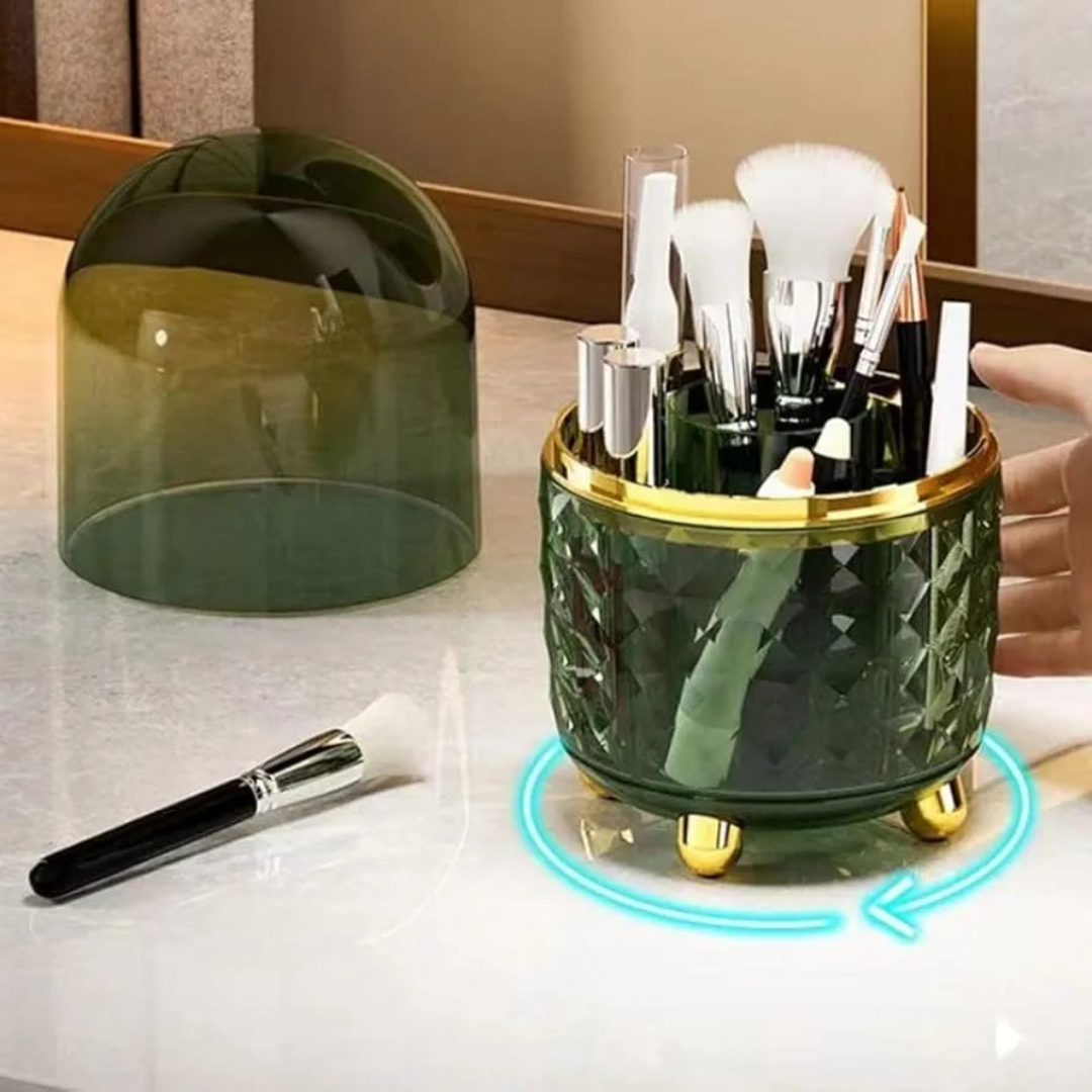 ORGANIZADOR DE BROCHAS GIRATORIO TAPA DE ACRILICO VERDE MODELO NUEVO