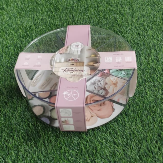ORGANIZADOR CIRCULAR DE ACRILICO GIRATORIO CON 5 SECCIONES