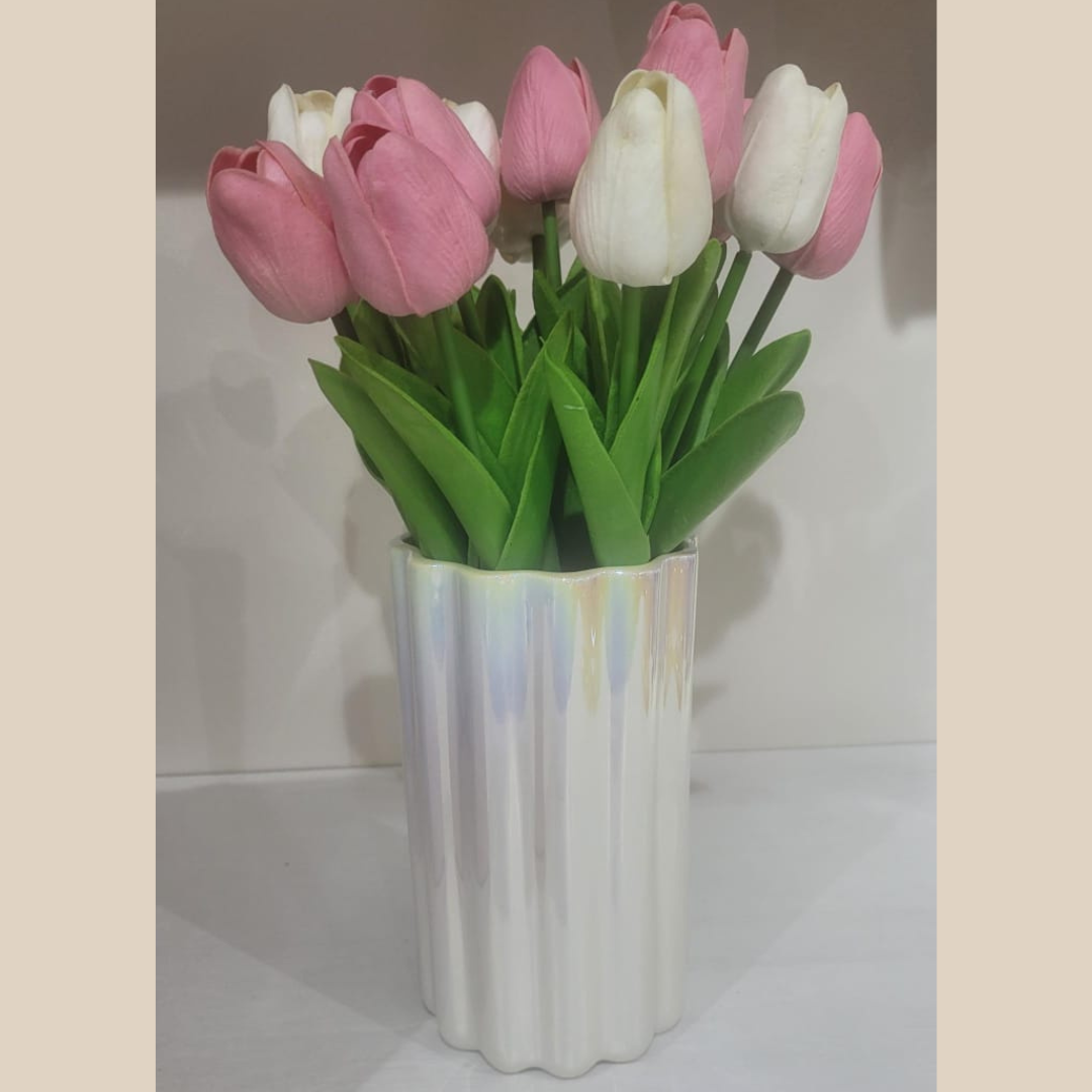 FLORERO DE FRANJAS ALTO TORNASOL CERAMICA