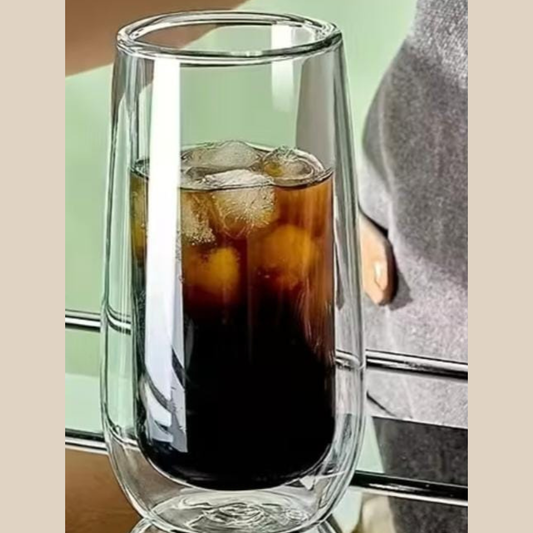 VASO ALTO LISO DOBLE CAPA GRUESO TRANSPARENTE