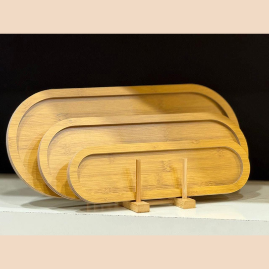 BANDEJA DE MADERA OVALADA POR TALLAS