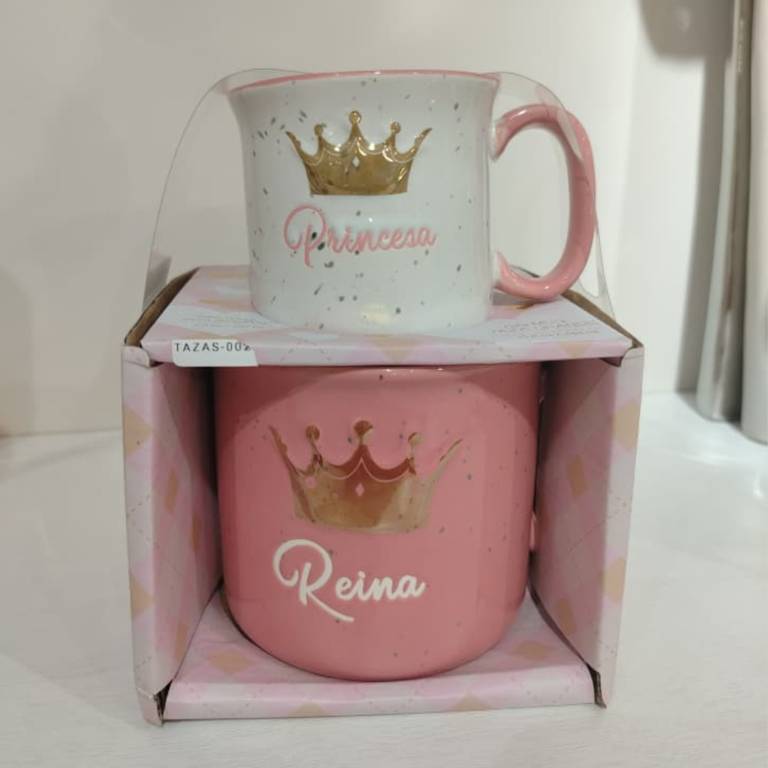 SET DE 2 TAZAS REINA Y PRINCESA
