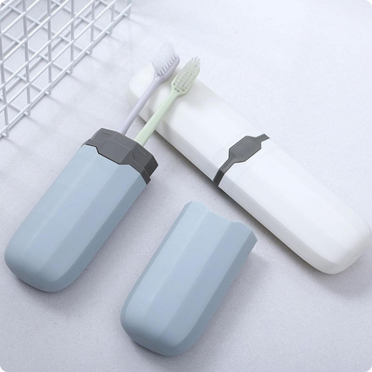ESTUCHE VIAJERO PARA CEPILLO DENTAL BLANCO, GRIS Y NEGRO